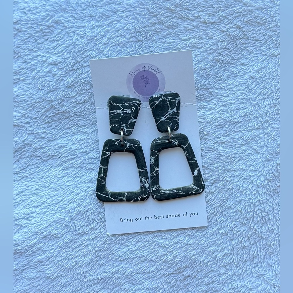 Black and White Marble Earrings